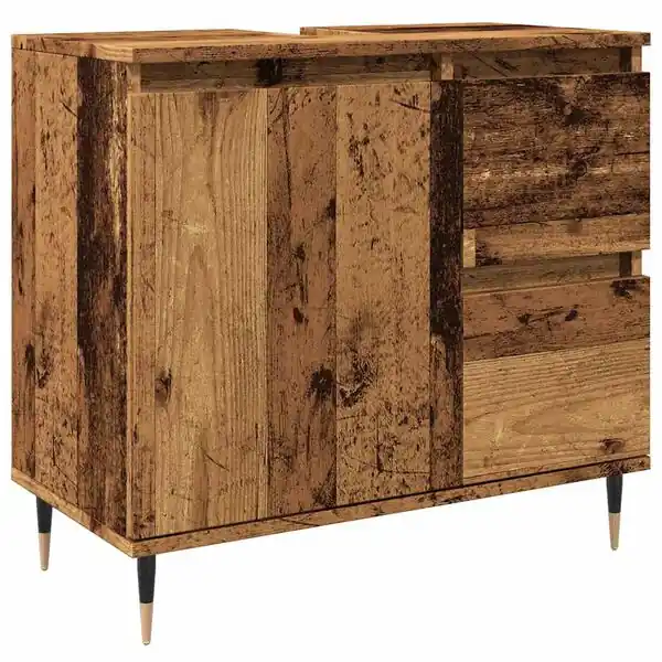 vidaXL Badrumsskåp åldrat trä 65x33x60 cm konstruerat trä Endast idag