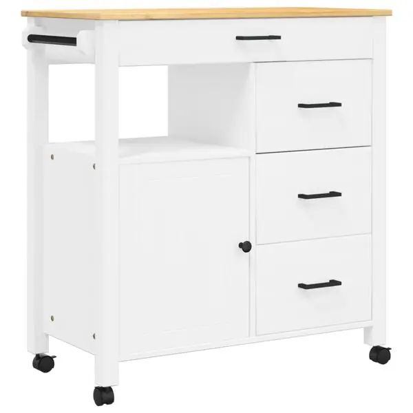 vidaXL Köksvagn MONZA 84x40x88,5 cm massivt furu Snabb frakt