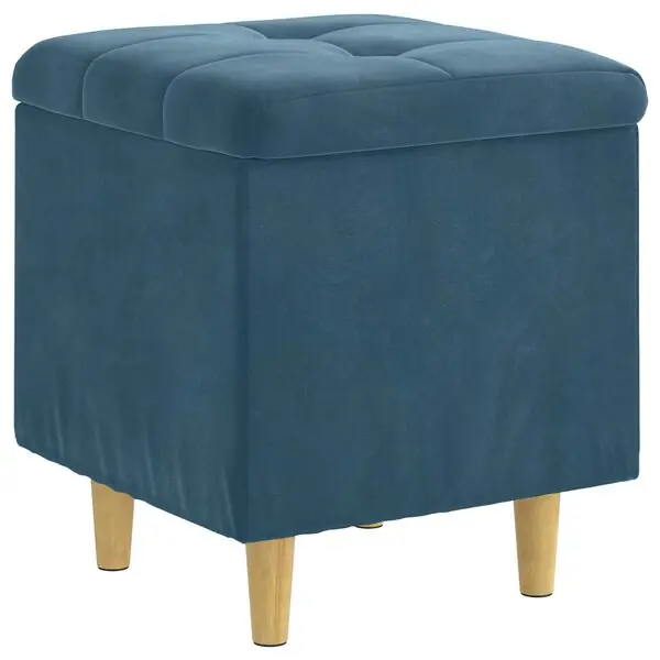 Rabatt vidaXL Förvaringspall med kudde Blå 40 x 40 x 45 cm Sammet