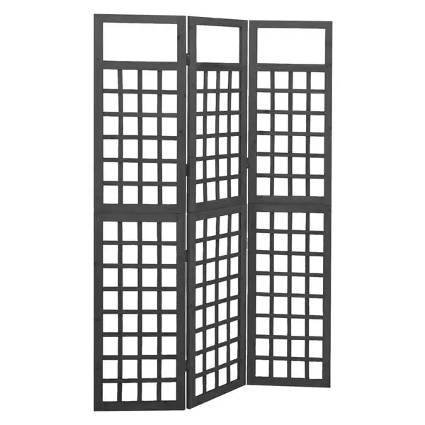 Kampanjpris vidaXL Rumsavdelare/Spaljé 3 paneler massiv gran svart 121x180 cm