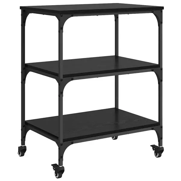 Nedsatt pris vidaXL Köksvagn Svart Ek 60 x 41 x 76 cm Konstruerat trä