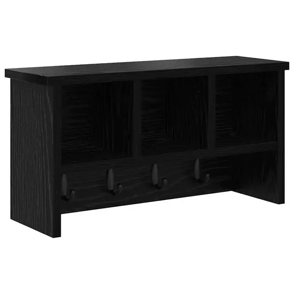 Endast denna vecka vidaXL Väggmonterad Klädhängare med hylla Svart Ek 50 x 16 x 26 cm
