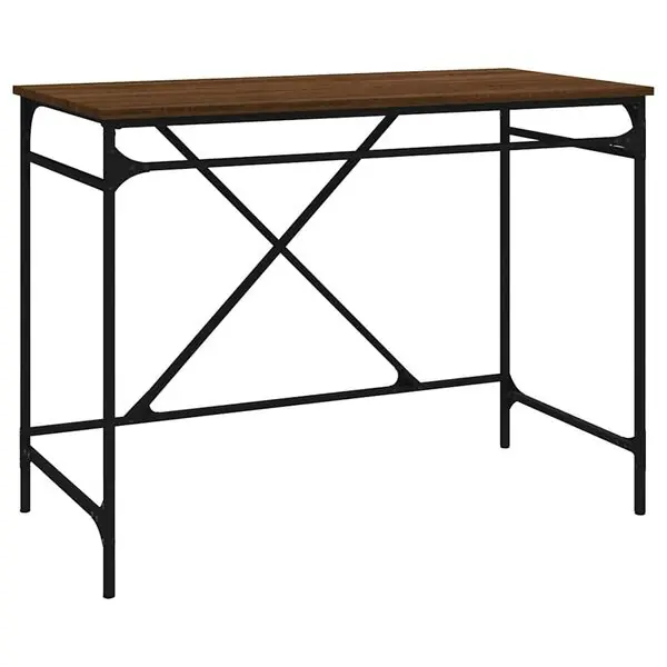 vidaXL Skrivbord brun ek 100x50x75 cm konstruerat trä och järn Snabb frakt