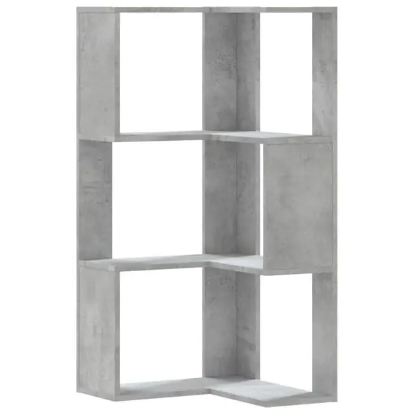 Populärt val vidaXL Bokhylla hörn 3 hyllplan betonggrå 50x50x102 cm konstruerat trä