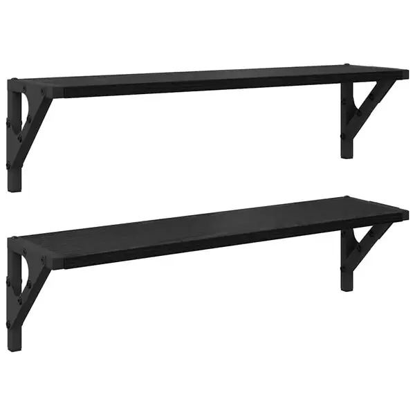 Kampanjpris vidaXL Vägg hyllor 2 pcs Svart Ek 60 x 15 x 15,5 cm Konstruerat trä