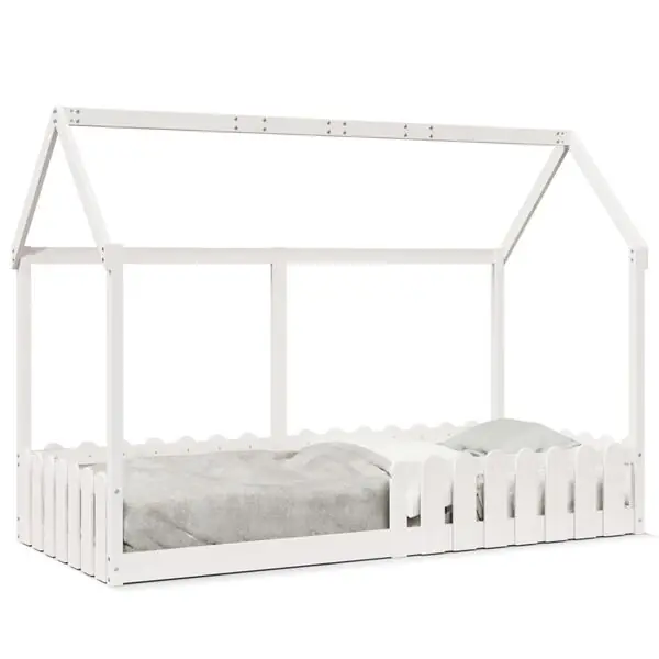 Nyhet vidaXL Barnsäng med husram vit 90x200 cm massiv furu