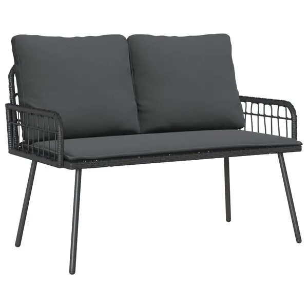 Rabatt vidaXL Trädgårdsbänk med kudde Antracit 114 x 64 x 90cm Stål