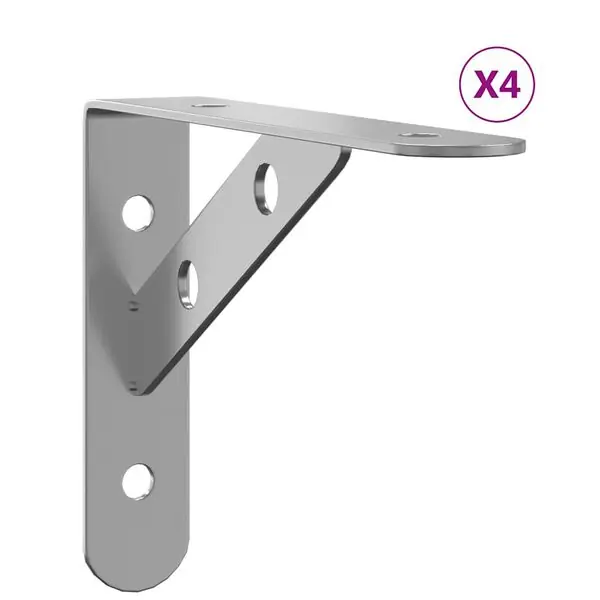 Snabb leverans vidaXL Hyllfästen 4 st 15x2,5x11,5 cm silver rostfritt stål