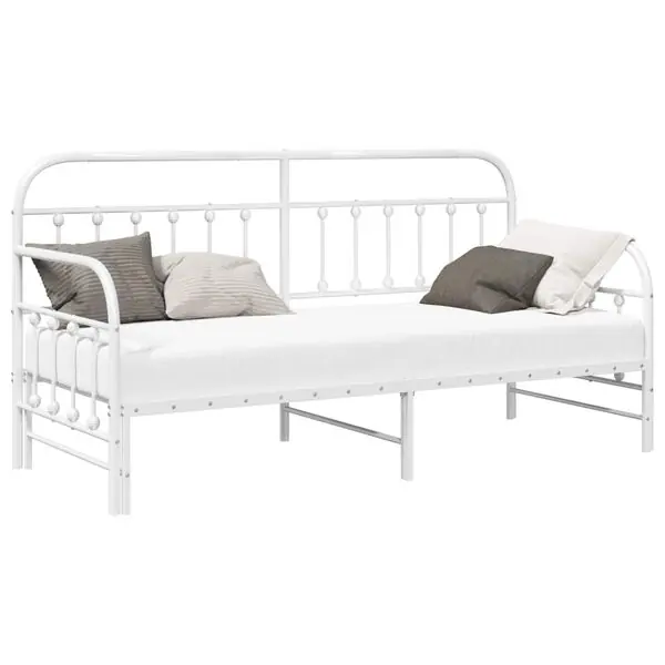 vidaXL Dagbäddram Vit 75 x 190 cm Pulverlackerat stål Sänkt pris