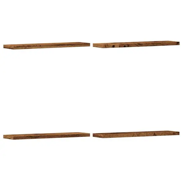 Nedsatt pris vidaXL Vägghyllor 4 st åldrat trä 40x10x1,5 cm konstruerat trä