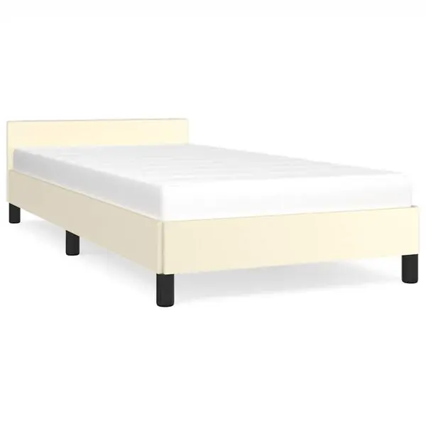 Rea vidaXL Sängram med huvudgavel utan madrass gräddvit 80x200 cm