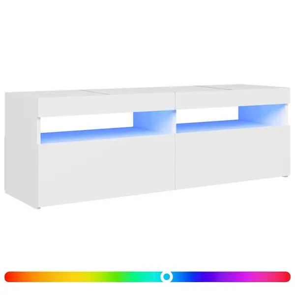 vidaXL TV-bänk med LED-belysning vit 120x35x40 cm Rabatt