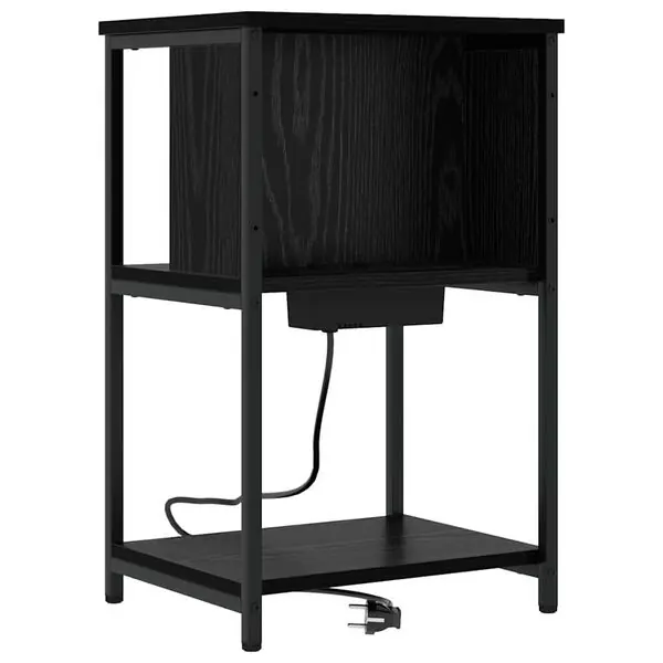 vidaXL Nattduksbord Svart Ek 38 x 31 x 61 cm Konstruerat trä Populärt val