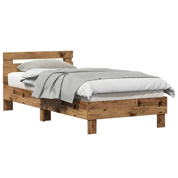 vidaXL Sängram Gammalt trä 203 x 95 x 70 cm Konstruerat trä Beställ nu