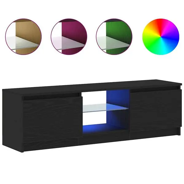 vidaXL TV-bänk med LED-lampor svart ek 120x30x36 cm konstruerat trä Beställ idag