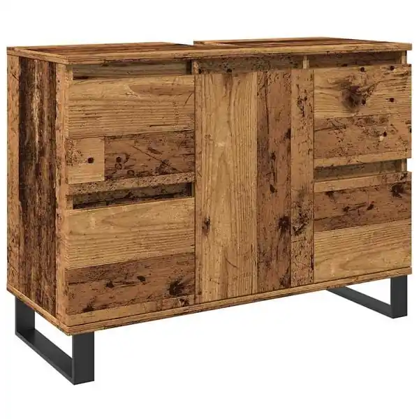 vidaXL Tvättställsskåp gammalt trä 80x33x60 cm konstruerat trä Rabatt