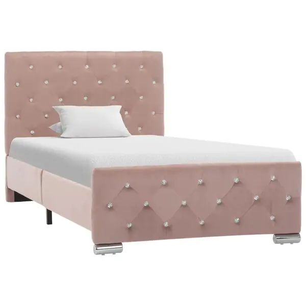 vidaXL Sängram rosa sammet 90x200 cm Nedsatt pris