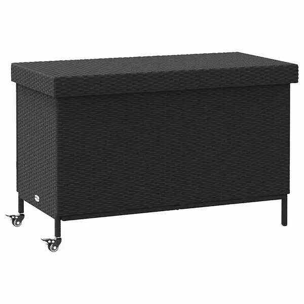 Sänkt pris vidaXL Trädgårdslåda med hjul svart 110x55x73 cm konstrotting