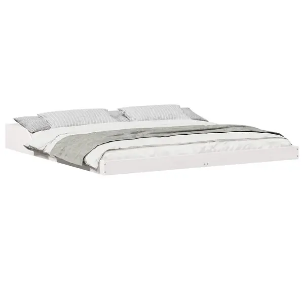 Snabb leverans vidaXL Sängram Vit 200 x 200 cm Massiv furu
