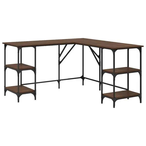 Trygg betalning vidaXL Skrivbord brun ek 139x139x75 cm konstruerat trä