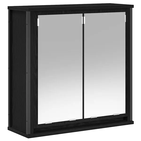 vidaXL Väggskåp för badrum med spegel svart ek 60x21x60 cm Köp nu