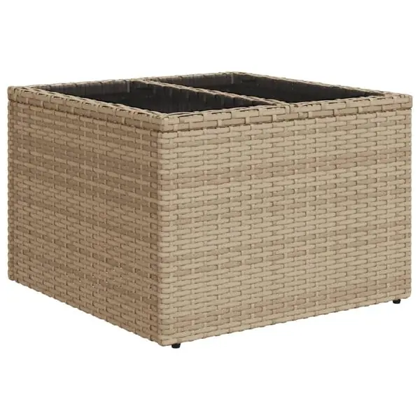 Outlet vidaXL Trädgårdsbord med glasskiva beige 55x55x37 cm konstrotting
