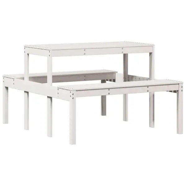 Fri frakt vidaXL Picknickbord vit 110x134x75 cm massivt trä