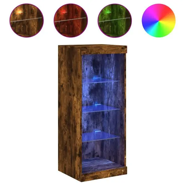 Reapris vidaXL Skänk med LED-belysning rökfärgad ek 41x37x100 cm