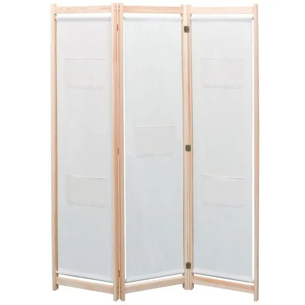 vidaXL Rumsavdelare 3 paneler gräddvit 120x170x4 cm tyg Kundfavorit