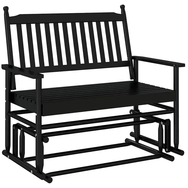 Billigare vidaXL Gungbänk svart 118x70x104,5 cm massivt poppelträ