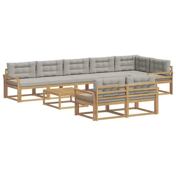 vidaXL Utomhussoffset 9 pcs Vit och ljusgrå 79 x 79 x 37 cm Polyester Rabatt