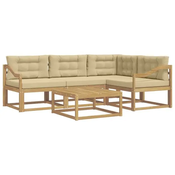 Nyhet vidaXL Utomhussoffset 5 pcs Vit och Beige 79 x 79 x 37 cm Polyester