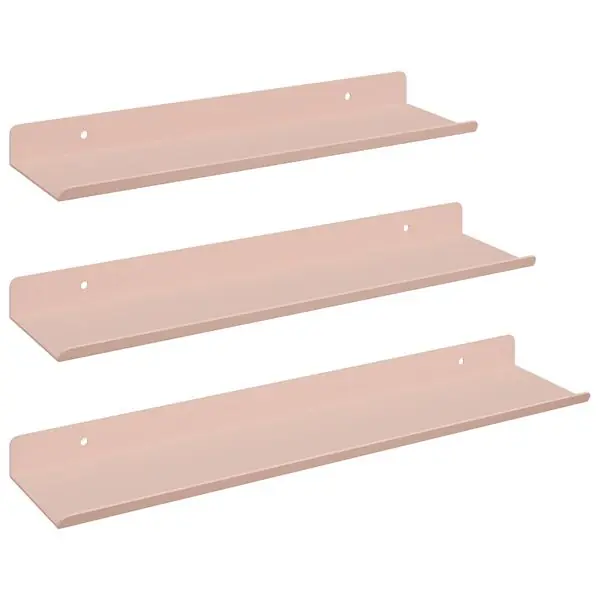 I lager vidaXL Flytande hylla Väggmonterad 3 pcs Rosa 40 x 9 x 2,5 cm Stål