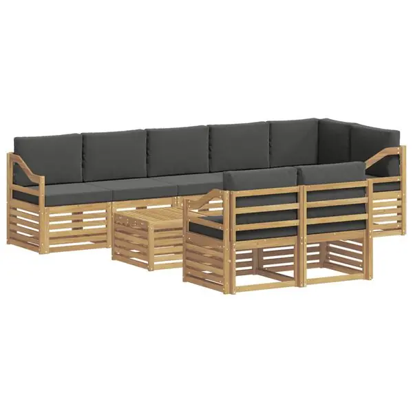 vidaXL Utomhussoffset 8 pcs Vit och antracit 59 x 59 x 37 cm Polyester Fri frakt