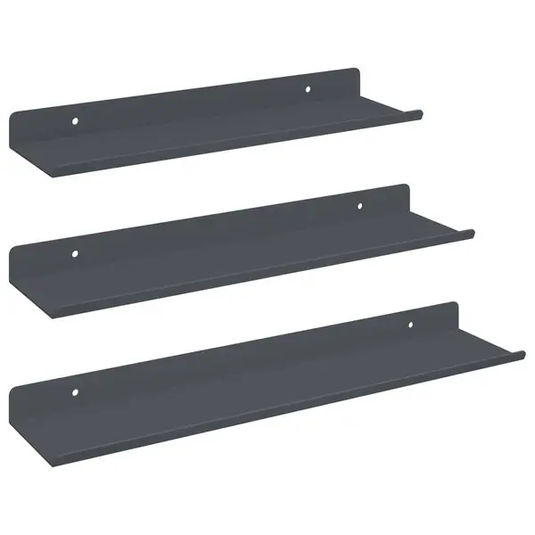 vidaXL Flytande hylla Väggmonterad 3 pcs Antracit 40 x 9 x 2,5 cm Stål Lägg i varukorgen