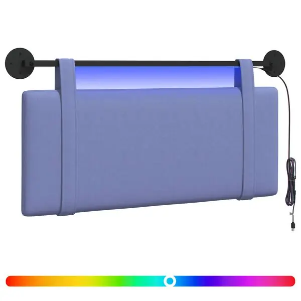 vidaXL Hängande sänggavel Med LED-lampa Jeansblå Tyg Endast denna vecka