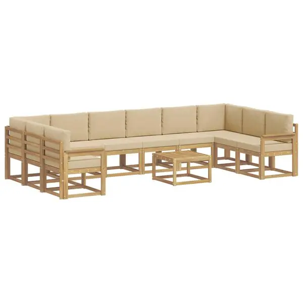 Säker betalning vidaXL Utomhussoffset med kudde 11 pcs Vit och Beige