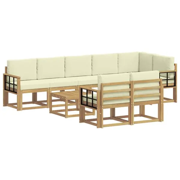 vidaXL Utomhussoffset med kudde 9 pcs Vit och grädde Polyester Nyhet
