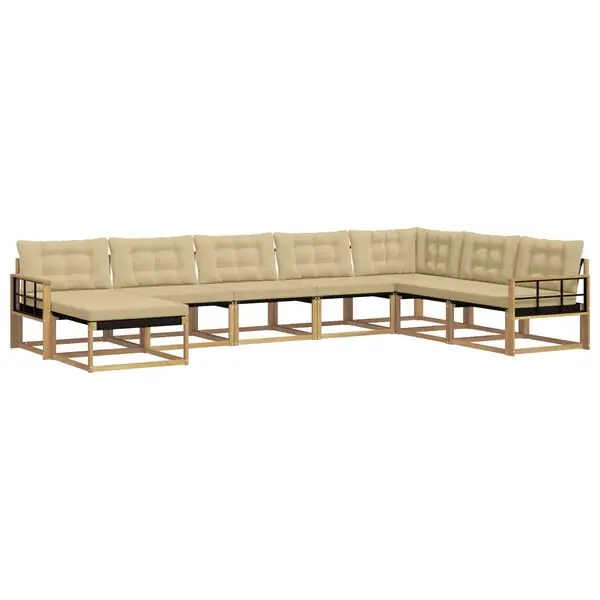 I lager vidaXL Utomhussoffset med kudde 8 pcs Vit och Beige