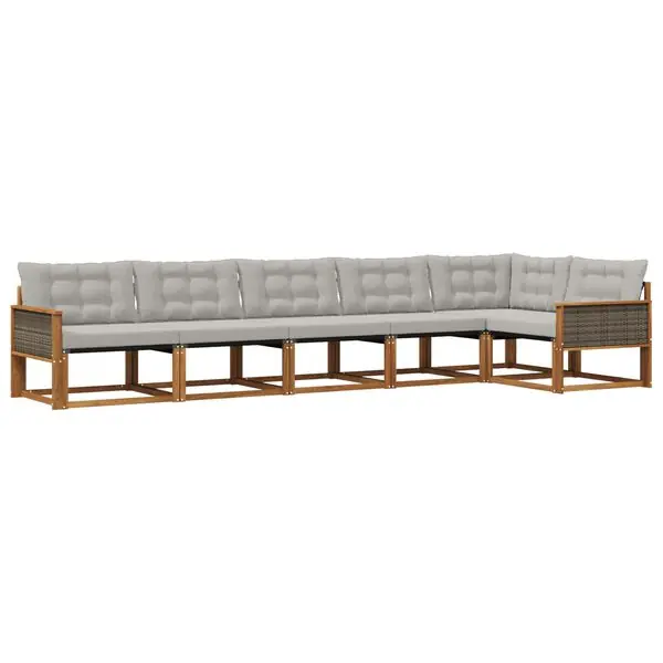 vidaXL Utomhussoffset med kudde 6 pcs Naturlig och ljusgrå Endast denna vecka