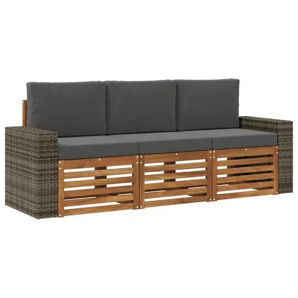vidaXL Soffgrupper med kudde 3 pcs Massivt Akaciaträ Rea