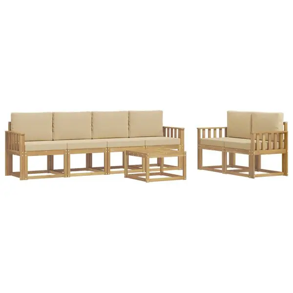 vidaXL Utomhussoffset med kudde 7 pcs Vit och Beige Expressleverans