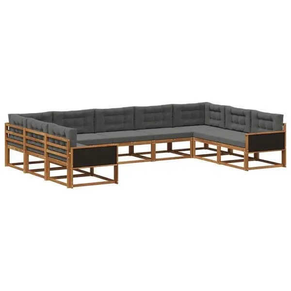 Erbjudandepris vidaXL Utomhussoffset med kudde 9 pcs Naturlig och Antracit