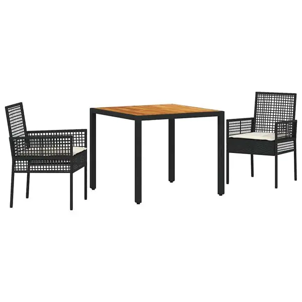 Nyhet vidaXL Trädgårdsmöbelset 3 pcs Svart konstrotting