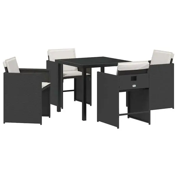 Rea vidaXL Trädgårdsmöbelset 5 pcs Svart konstrotting