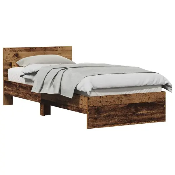 Populärt val vidaXL Sängram med huvudgavel Gammalt trä 75 x 190 cm Konstruerat trä