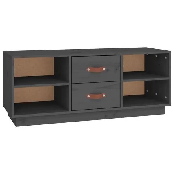 vidaXL Tv-bänk grå 100x34x40 cm massiv furu Erbjudande