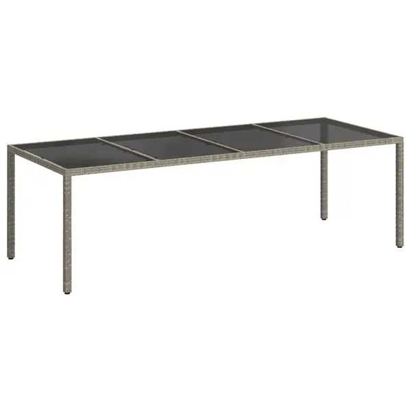 vidaXL Utebord grå 250x100x75 cm härdat glas och konstrotting Premium