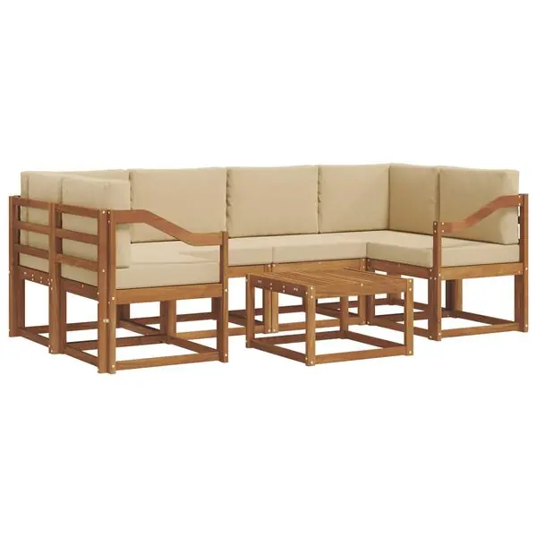 Lågt pris vidaXL Utomhussoffset med kudde 7 pcs Naturlig och Beige