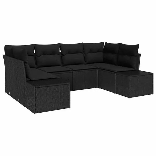 vidaXL Trädgårdsoffset med lagring 6 pcs Svart Poly rattan Köp online